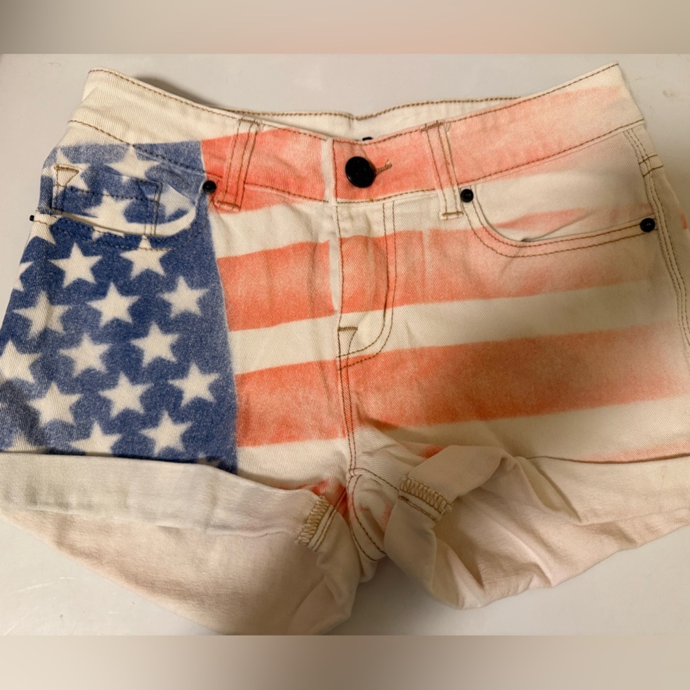 BDG American Flag Print Jean Shorts in Blue, Red, White